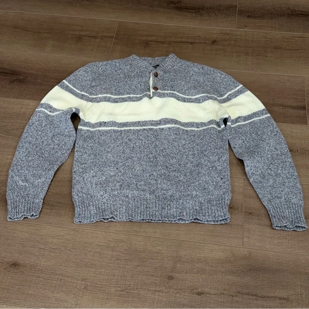 Victoria Dry Goods Wool Blend Vintage Sweater Men L Gray Cream Speckled USA Made - Picture 10 of 11